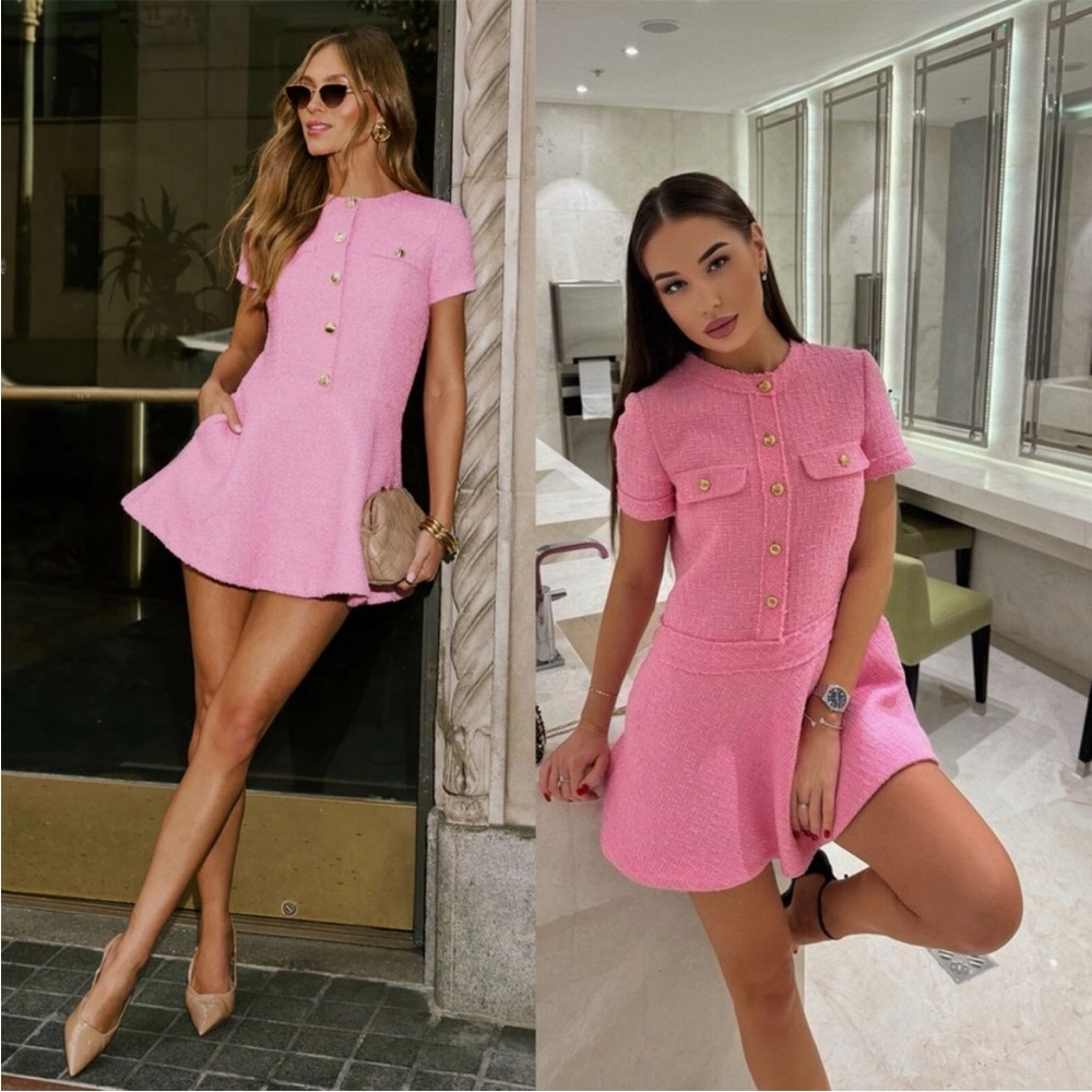 ZARA PINK SHORT STRUCTURED DRESS